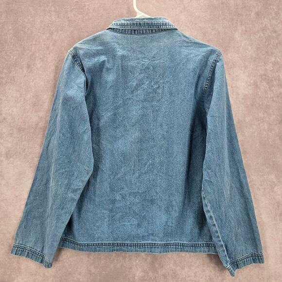 The Blue Stars Studded Rhinestone Button Up VTG Y2K Cotton Shirt Top Medium M - Picture 2 of 7